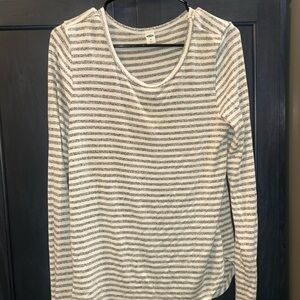 GAP Women's Long Sleeve Striped Top - Gray and White